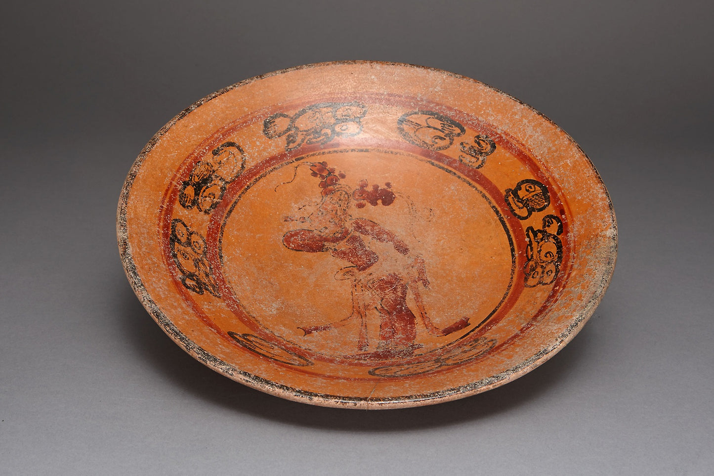 Plate Depicting a Dancing Figure -  Late Classic Maya,  Poster Print Wall Art
