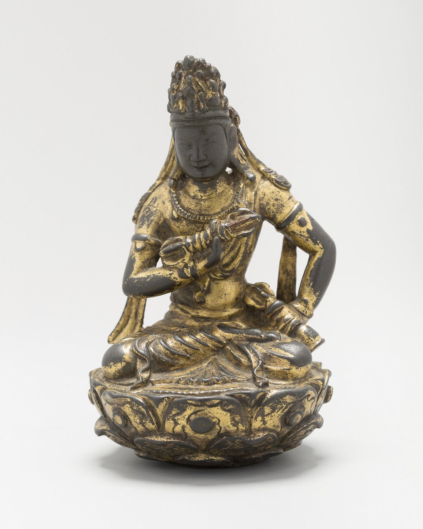Vajrasattva Seated on Lotus Flower with Hands Grasping a Thunderbolt (Vajra) and Bell (Ghanta) with Thunderbolt Handle -  China,  Poster Print Wall Art