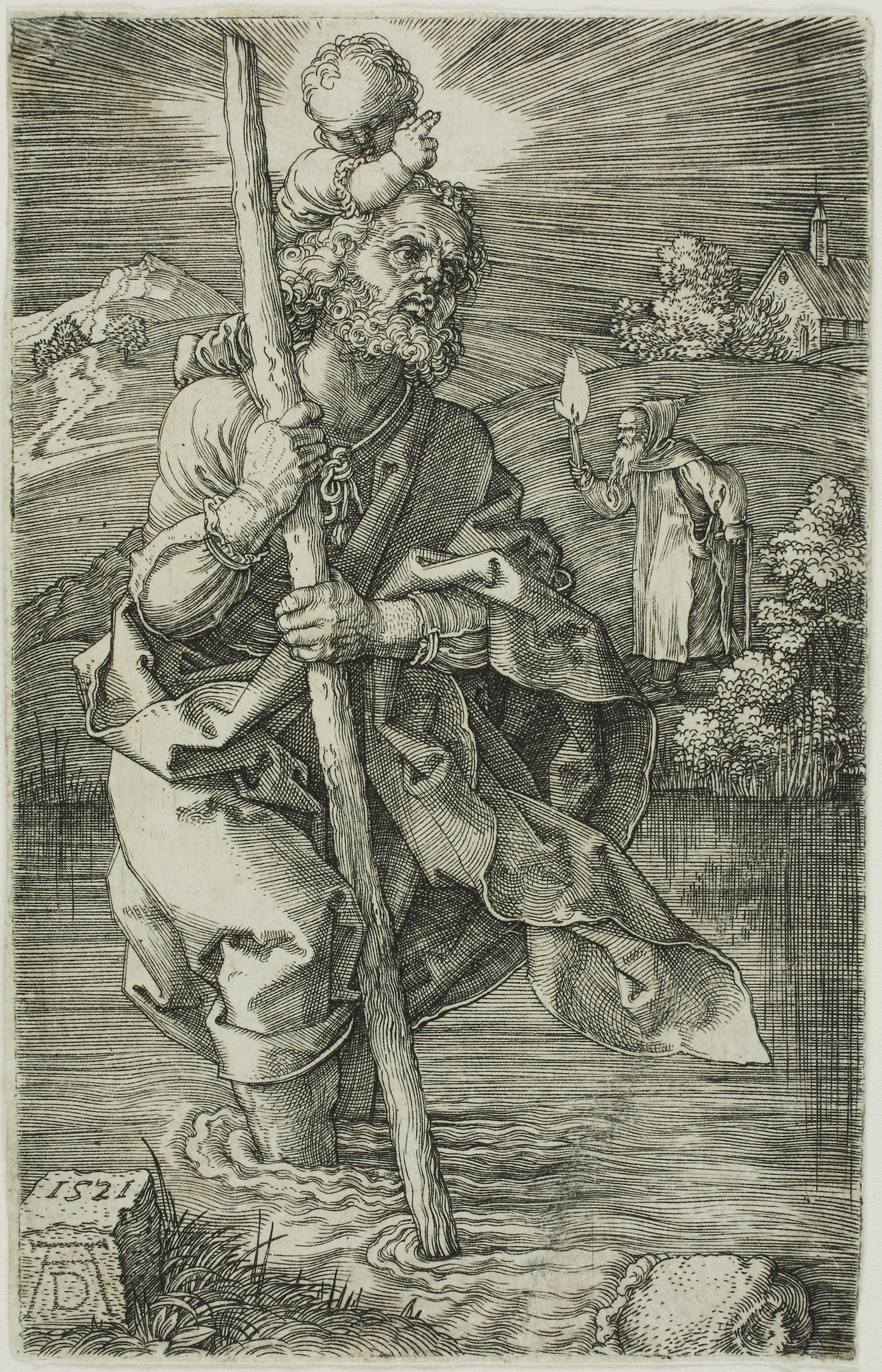 St. Christopher Facing to the Right -  Albrecht Dürer,  Poster Print Wall Art