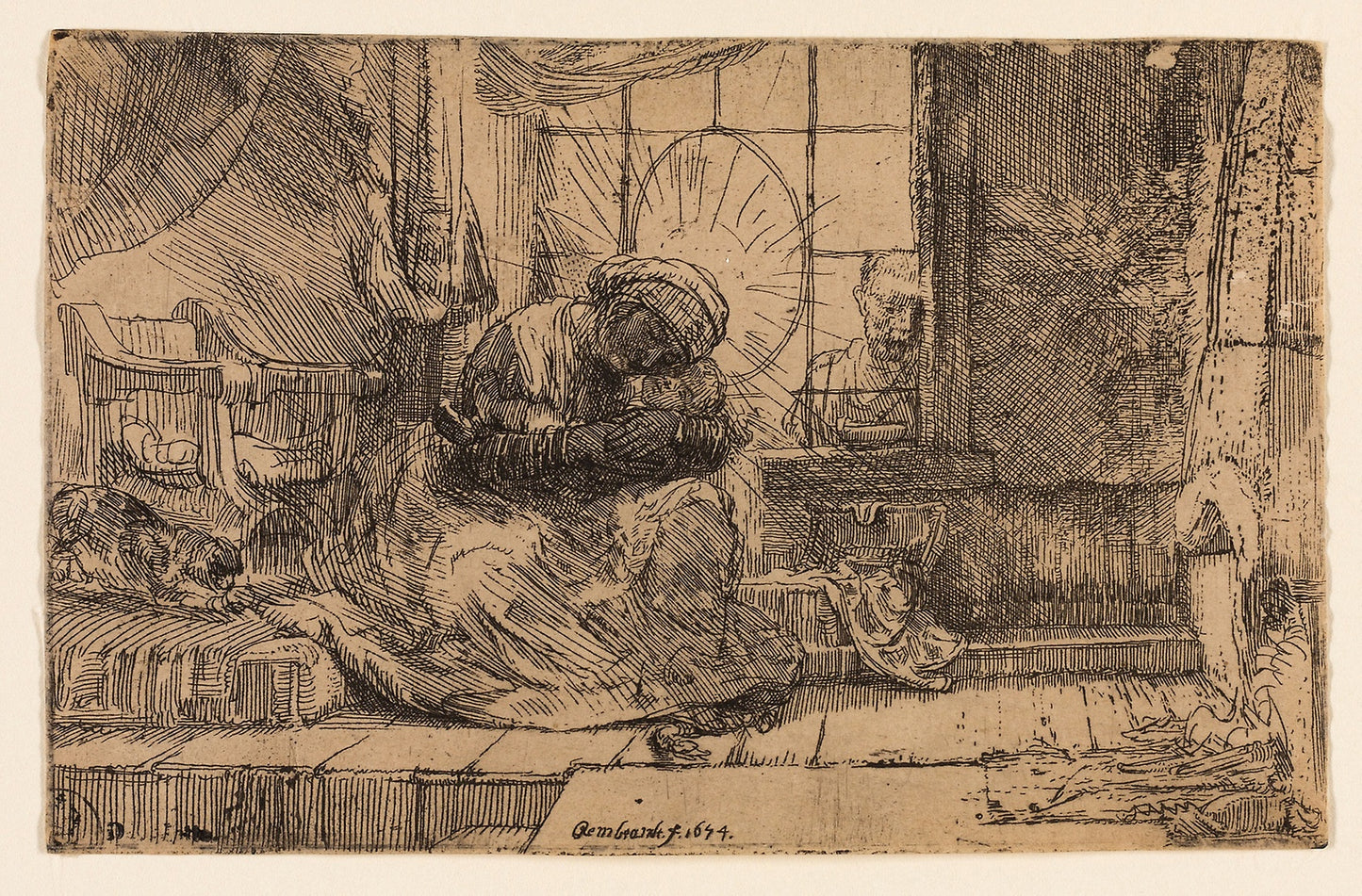 The Virgin and Child with the Cat and the Snake -  Rembrandt van Rijn,  Poster Print Wall Art