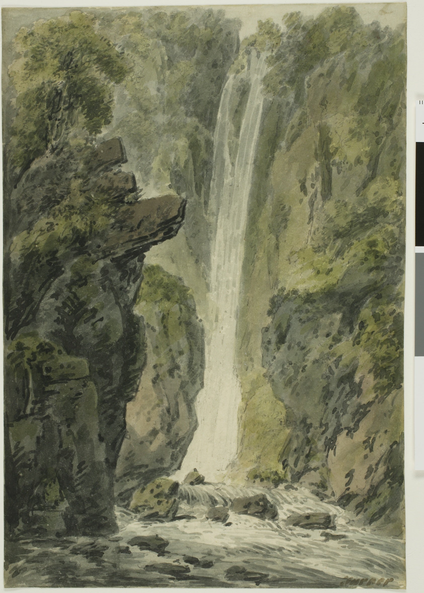 Waterfall: Attributed to Edward Dayes (English, 1763-1804),16x12"(A3) Poster