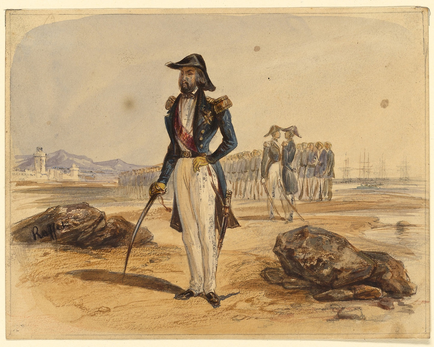 General with Troops in Background -  Denis Auguste Marie Raffet,  Poster Print Wall Art