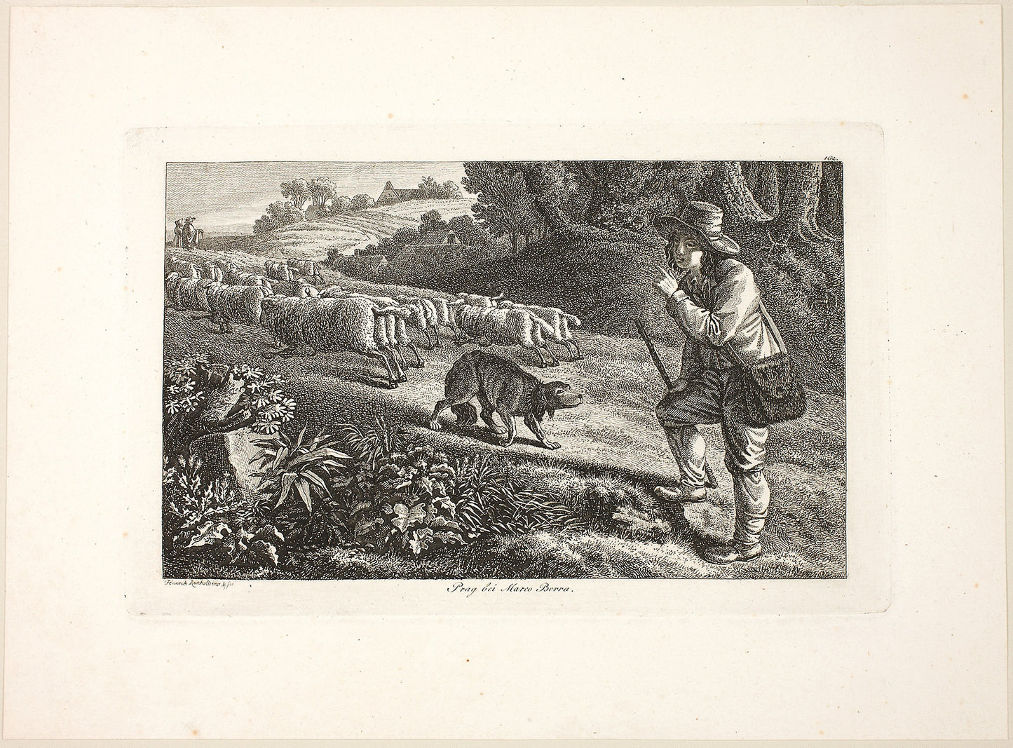 Arcadian Shepherd Boy and his Flock of Sheep -  Heinrich Reinhold,  Poster Print Wall Art