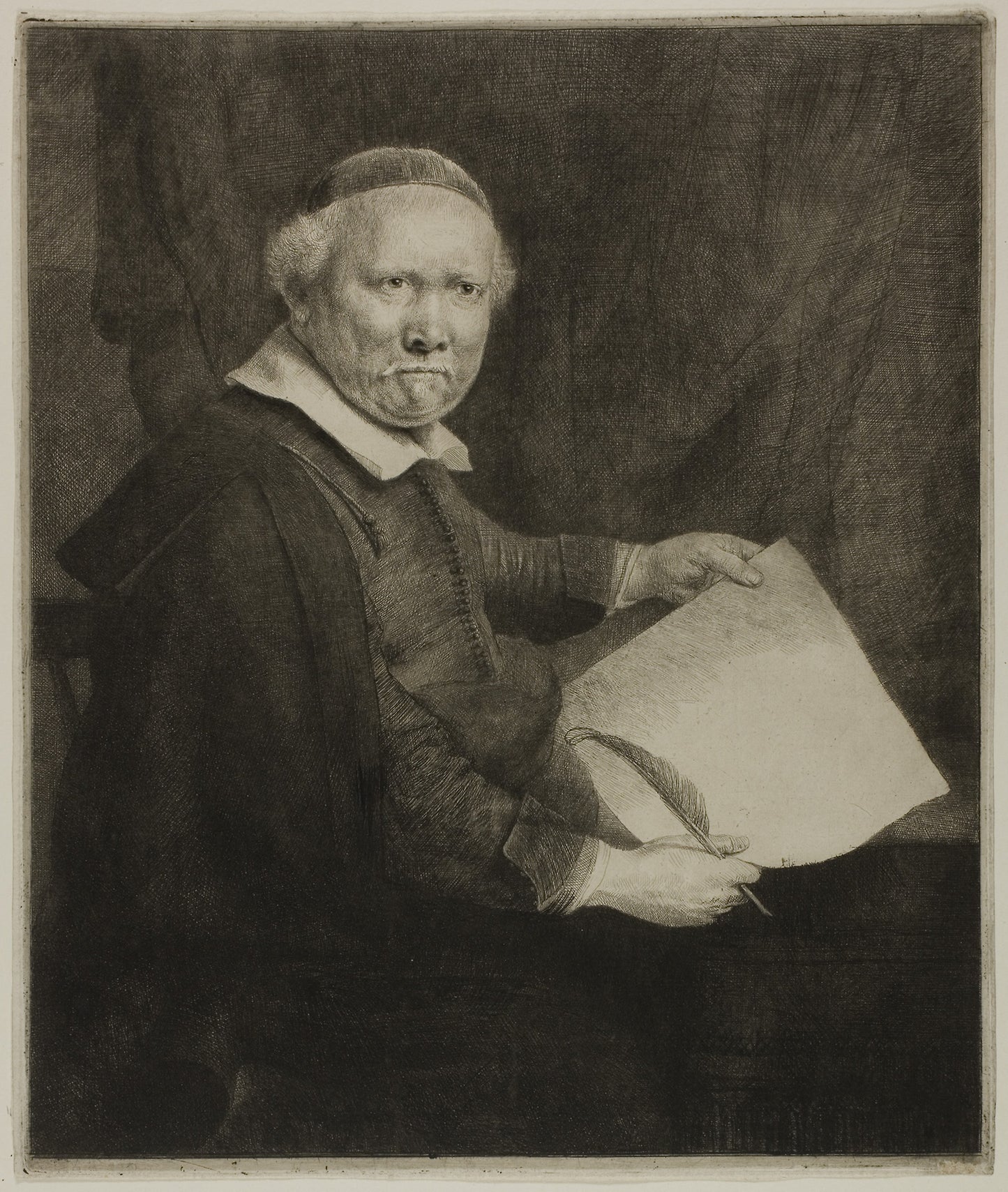 Lieven Willemsz. von Coppenol, Writing Master -  The Larger Plate -  Rembrandt van Rijn,  Poster Print Wall Art
