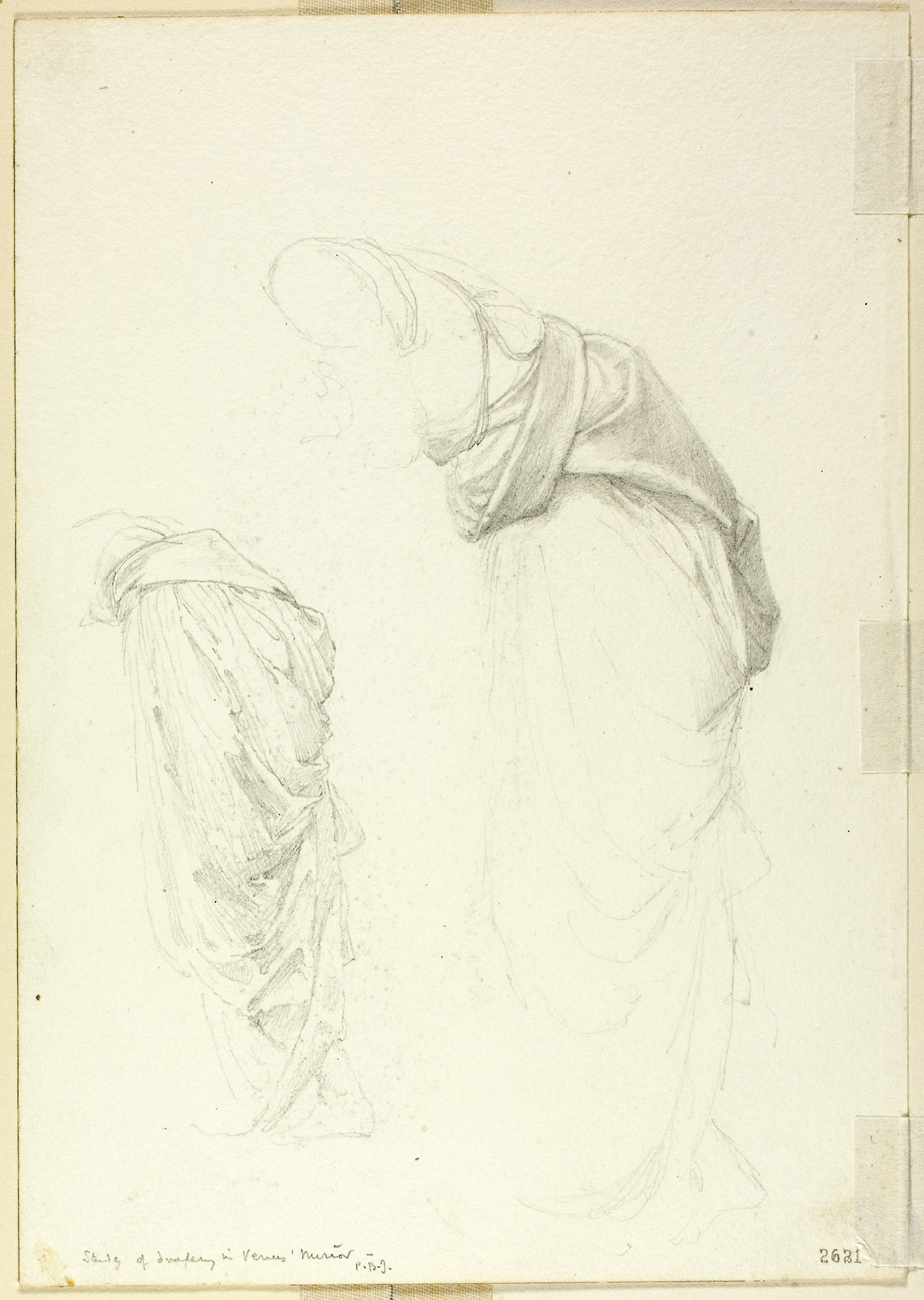 Drapery, two studies for The Mirror of Venus -  Sir Edward Burne-Jones,  Poster Print Wall Art