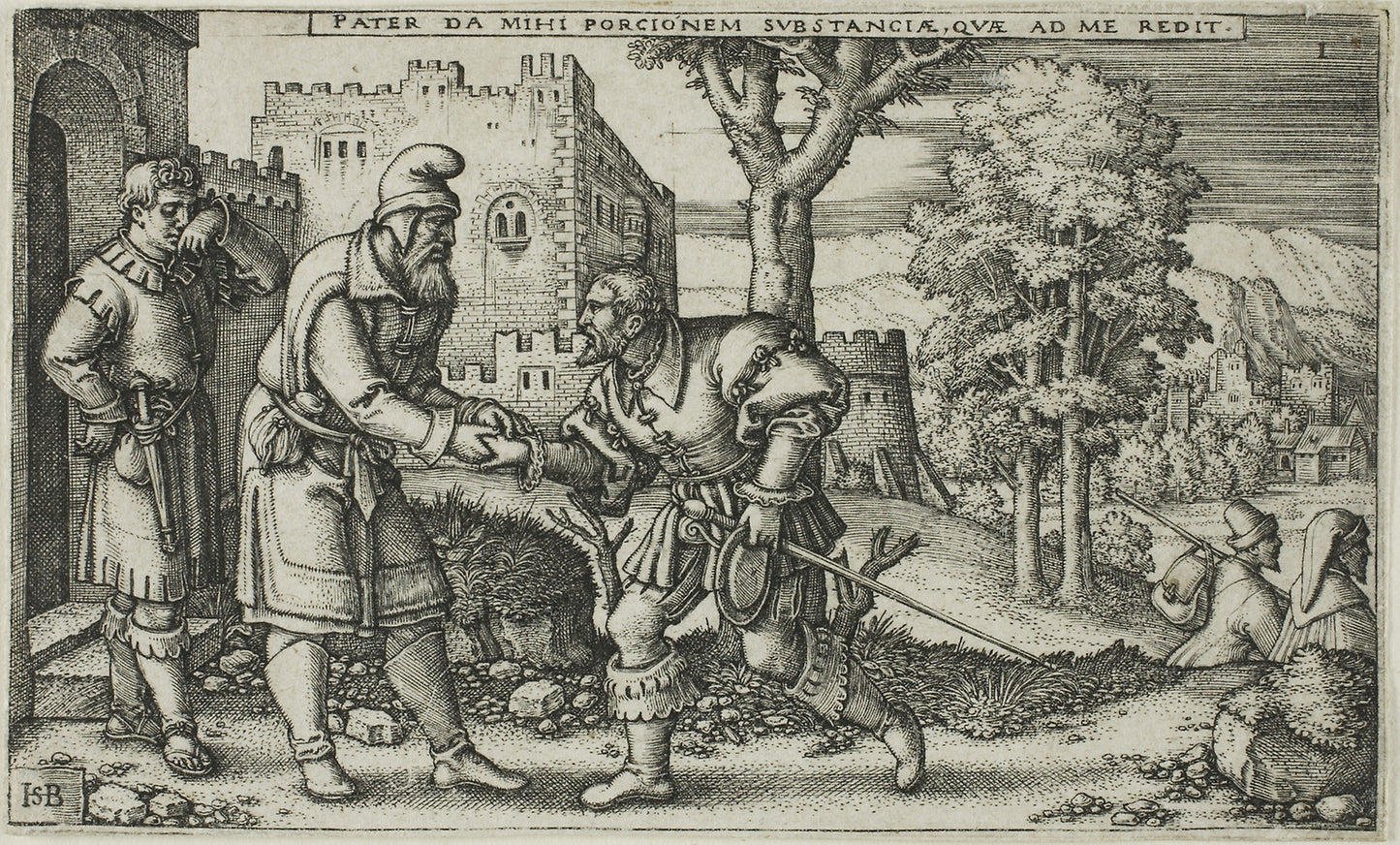 The Departure of the Prodigal Son, plate one from The History of the Prodigal Son -  Sebald Beham,  Poster Print Wall Art
