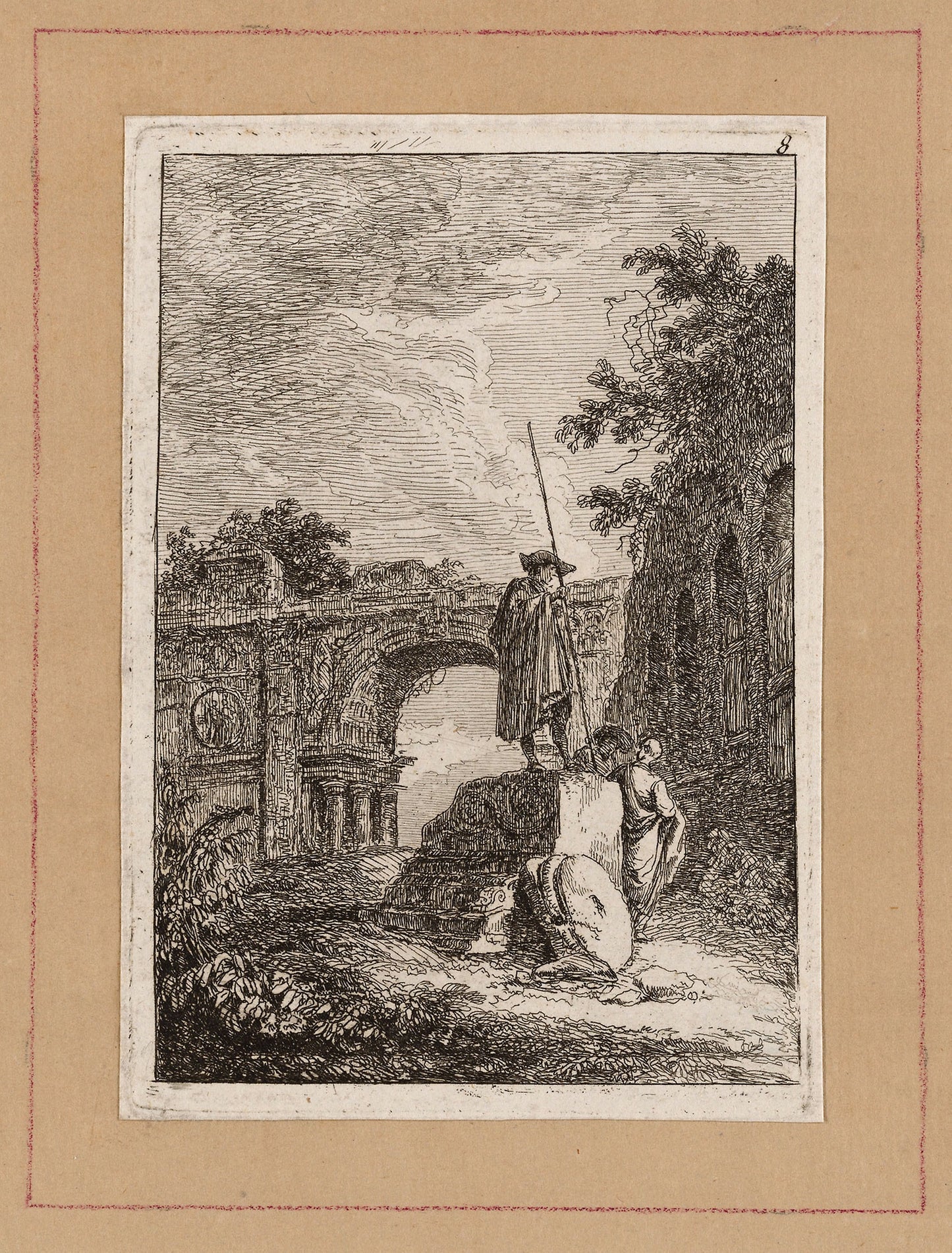 Plate Eight from Evenings in Rome -  Hubert Robert ,  Poster Print Wall Art