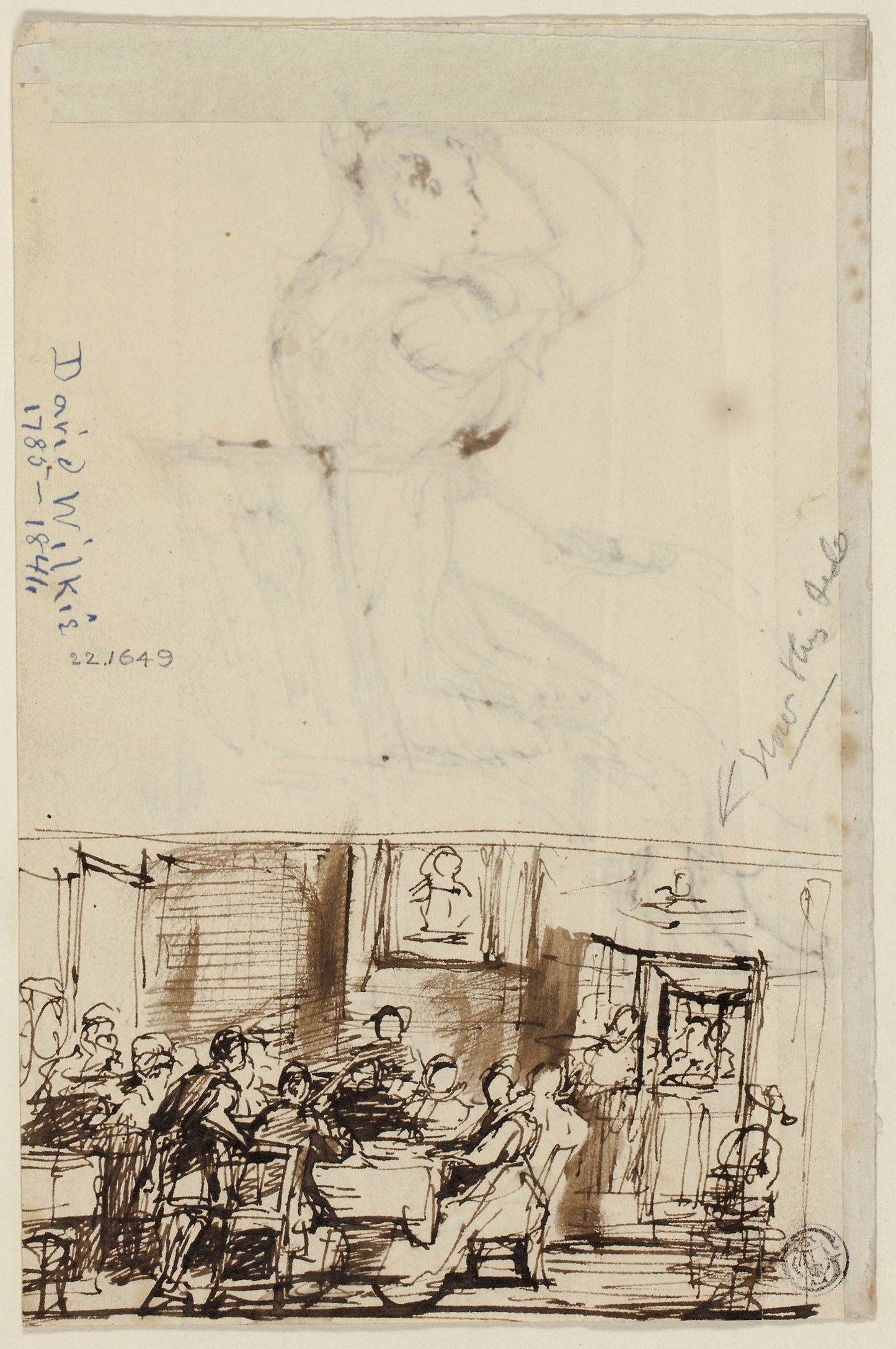 People at a Table (recto), and Study for Cottage Toilet (verso) -  Sir David Wilkie,  Poster Print Wall Art