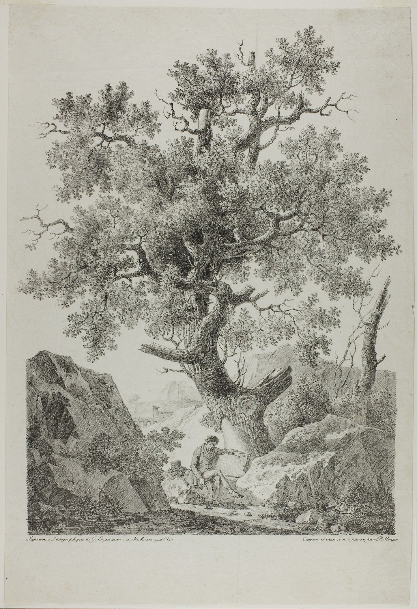 Artist in a Rocky Landscape -  Pierre-Antoine Mongin (French, 1761-1827),  Poster Print Wall Art