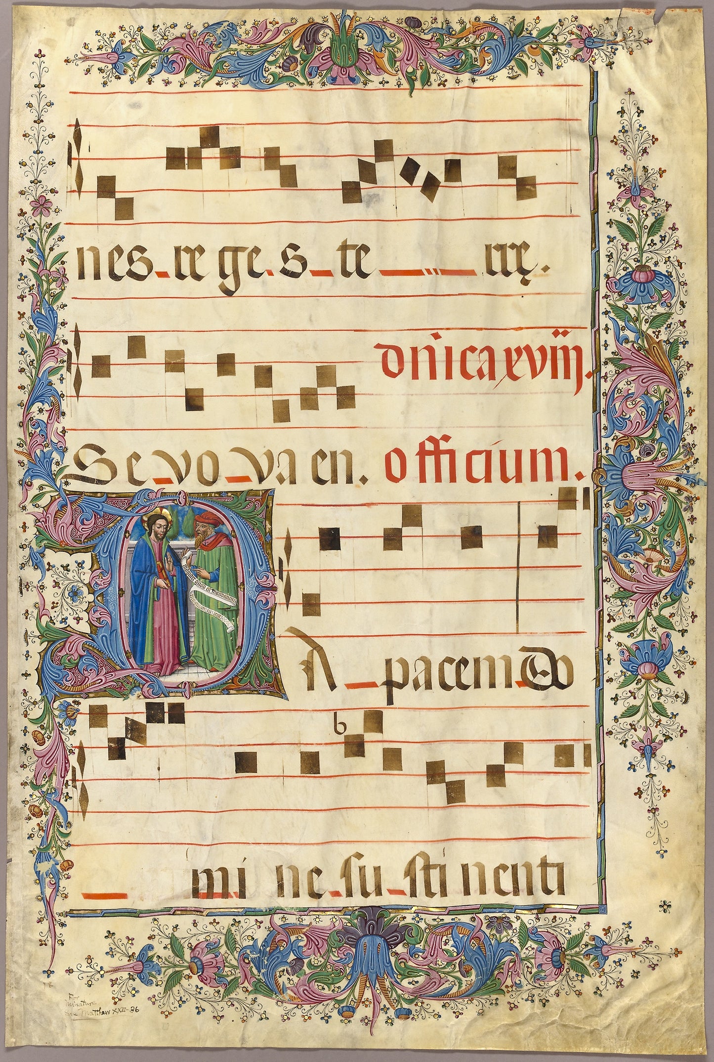 Christ and a Pharisee in a Historiated Initial "D" from a Gradual: Spanish (Seville), Poster Print Wall Art