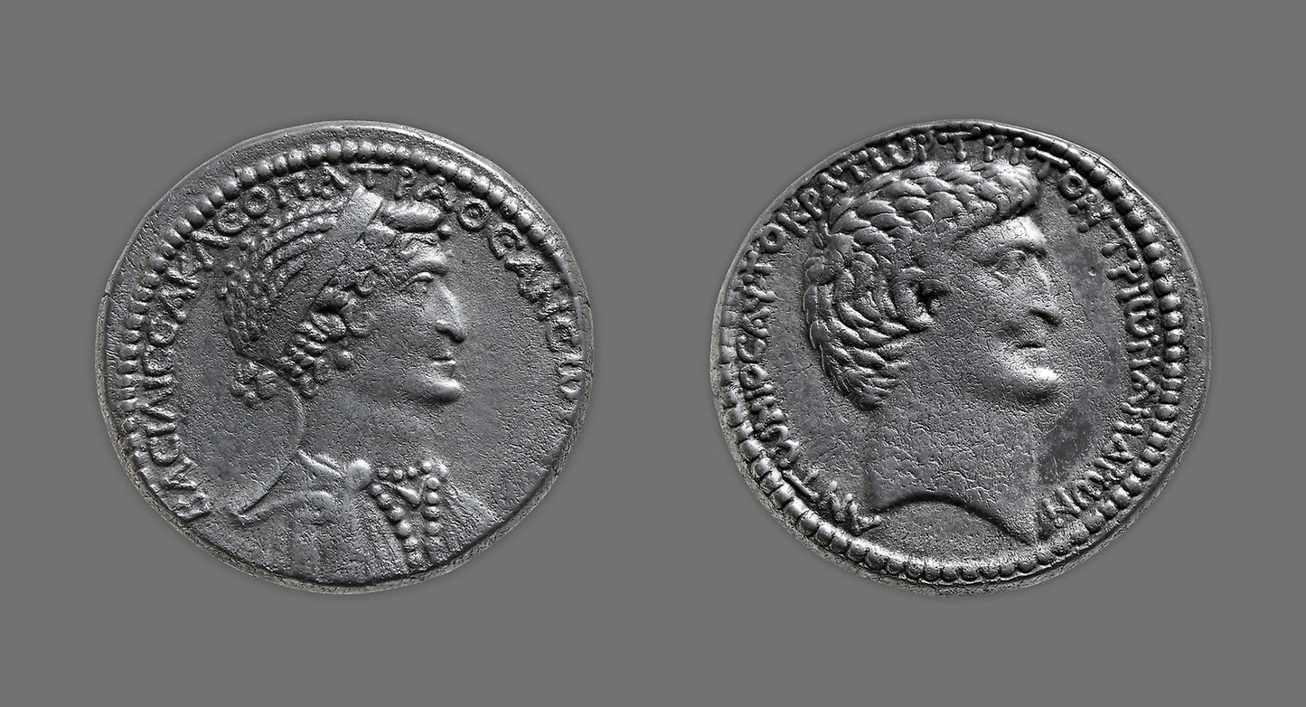 Tetradrachm (Coin) Portraying Queen Cleopatra VII -  Greco-Roman, minted in Eastern Mediterranean (possibly Antioch),  Poster Print Wall Art
