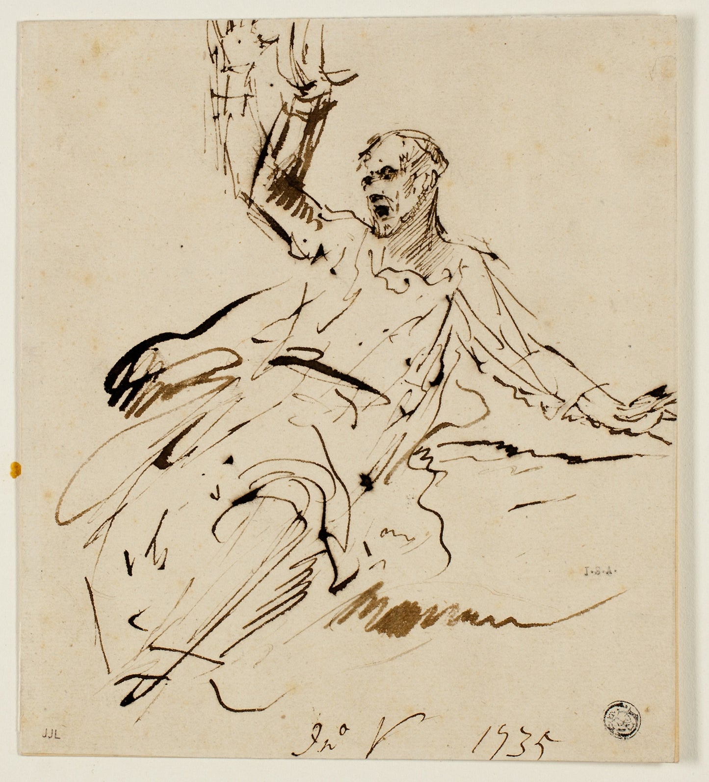 Seated Male Figure with Raised Arm -  John Vanderbank,  Poster Print Wall Art