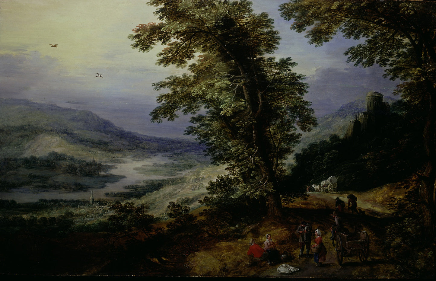 Mountain Road with Travelers -  Josse de Momper the Younger,  Poster Print Wall Art