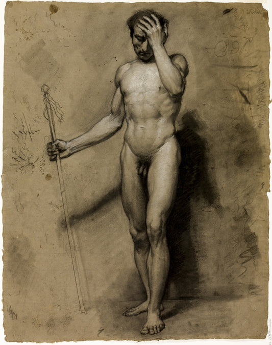 Standing Male Nude (recto); Classical Head (verso): Paul Emile Detouche,16x12"(A3) Poster