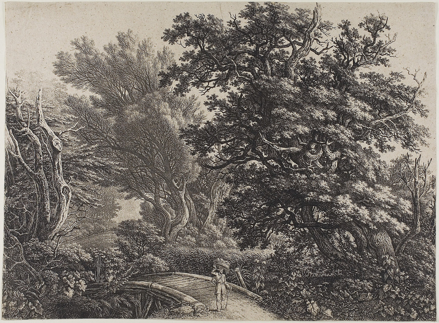 Rustic Bridge in a Tangled Wood -  Carl Wilhelm Kolbe, the elder,  Poster Print Wall Art