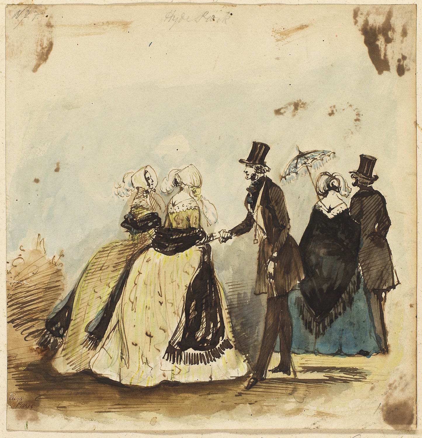 Hyde Park -  Attributed to Constantin Guys,  Poster Print Wall Art