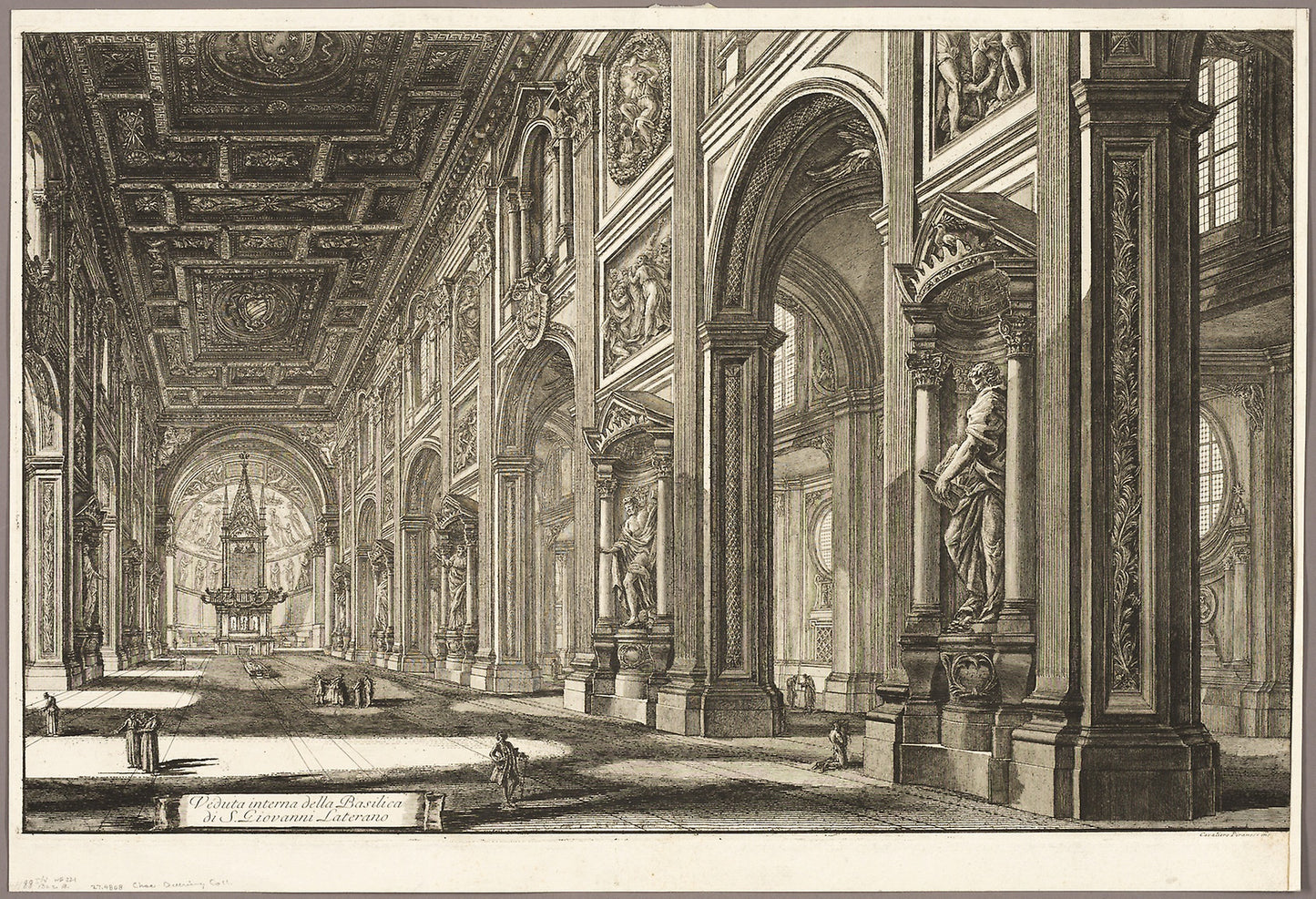 Interior view of the Basilica of St. John Lateran, from Views of Rome -  Giovanni Battista Piranesi,  Poster Print Wall Art