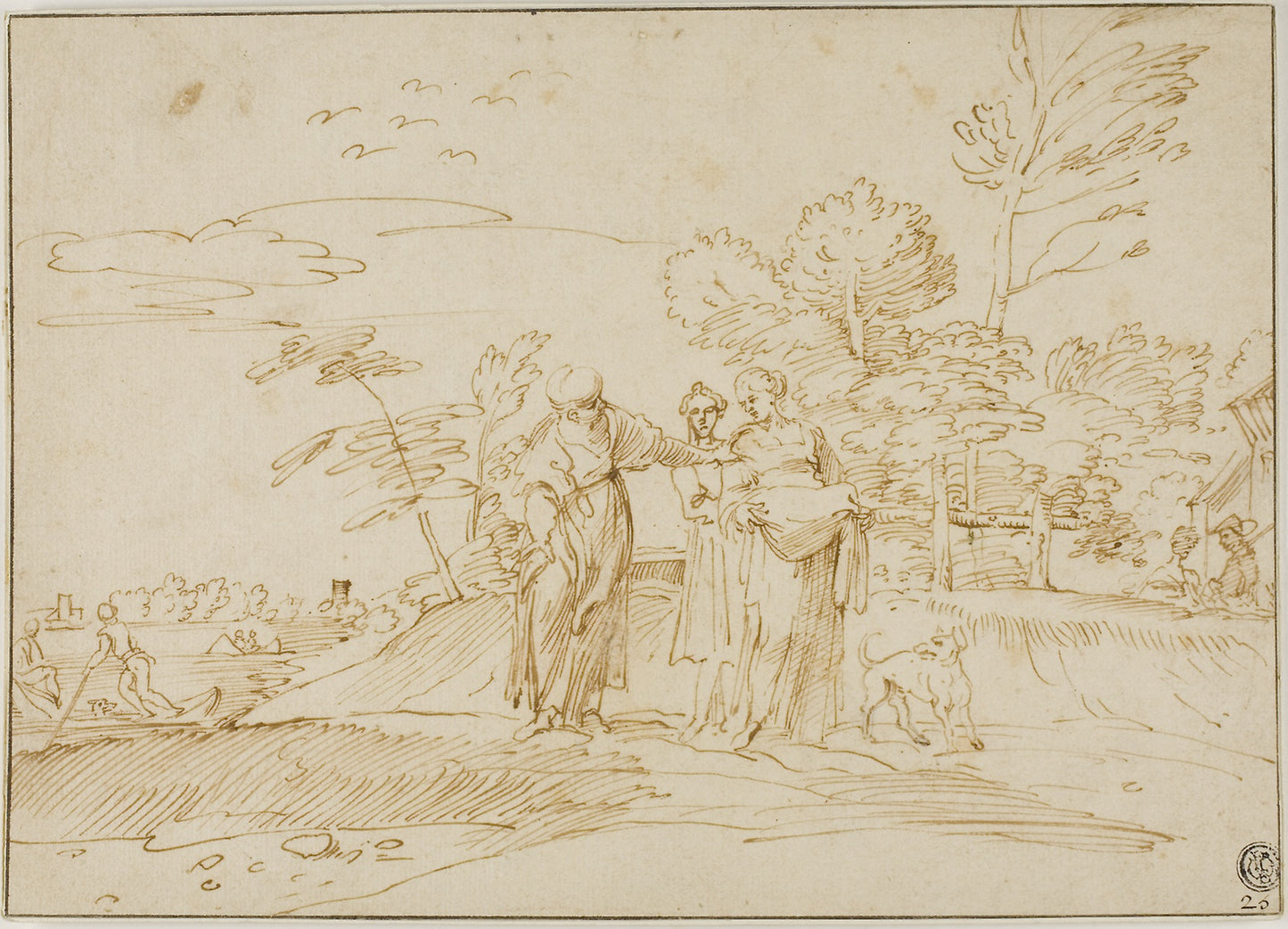 Naomi Counseling Ruth Near the Farm of Boaz -  After Annibale Carracci,  Poster Print Wall Art