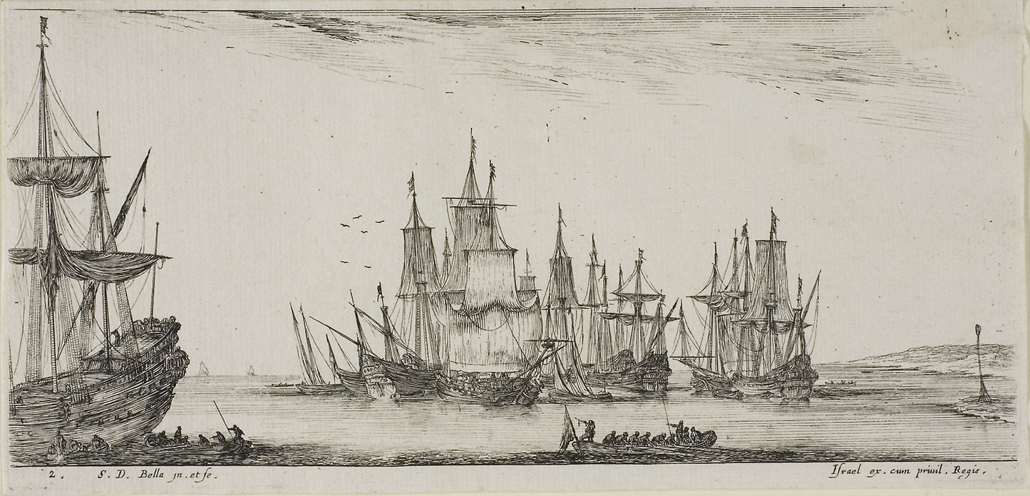 Plate Four from Various Embarkments -  Stefano della Bella,  Poster Print Wall Art