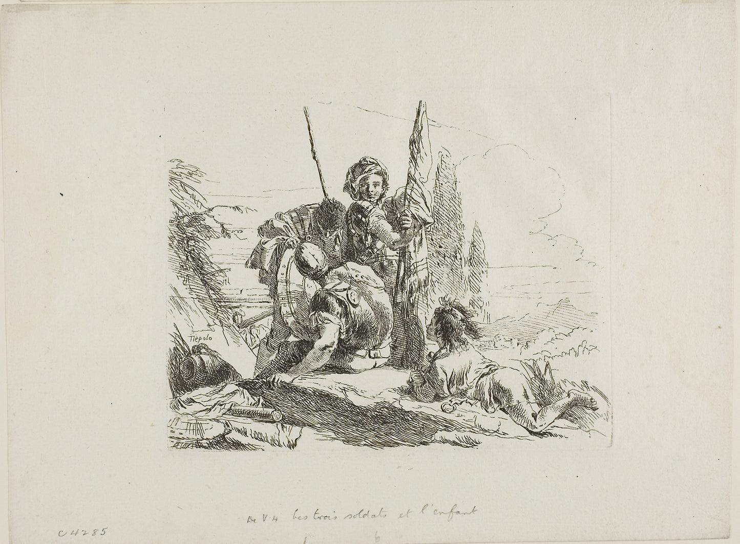 Three Soldiers and a Boy, from Capricci -  Giambattista Tiepolo,  Poster Print Wall Art