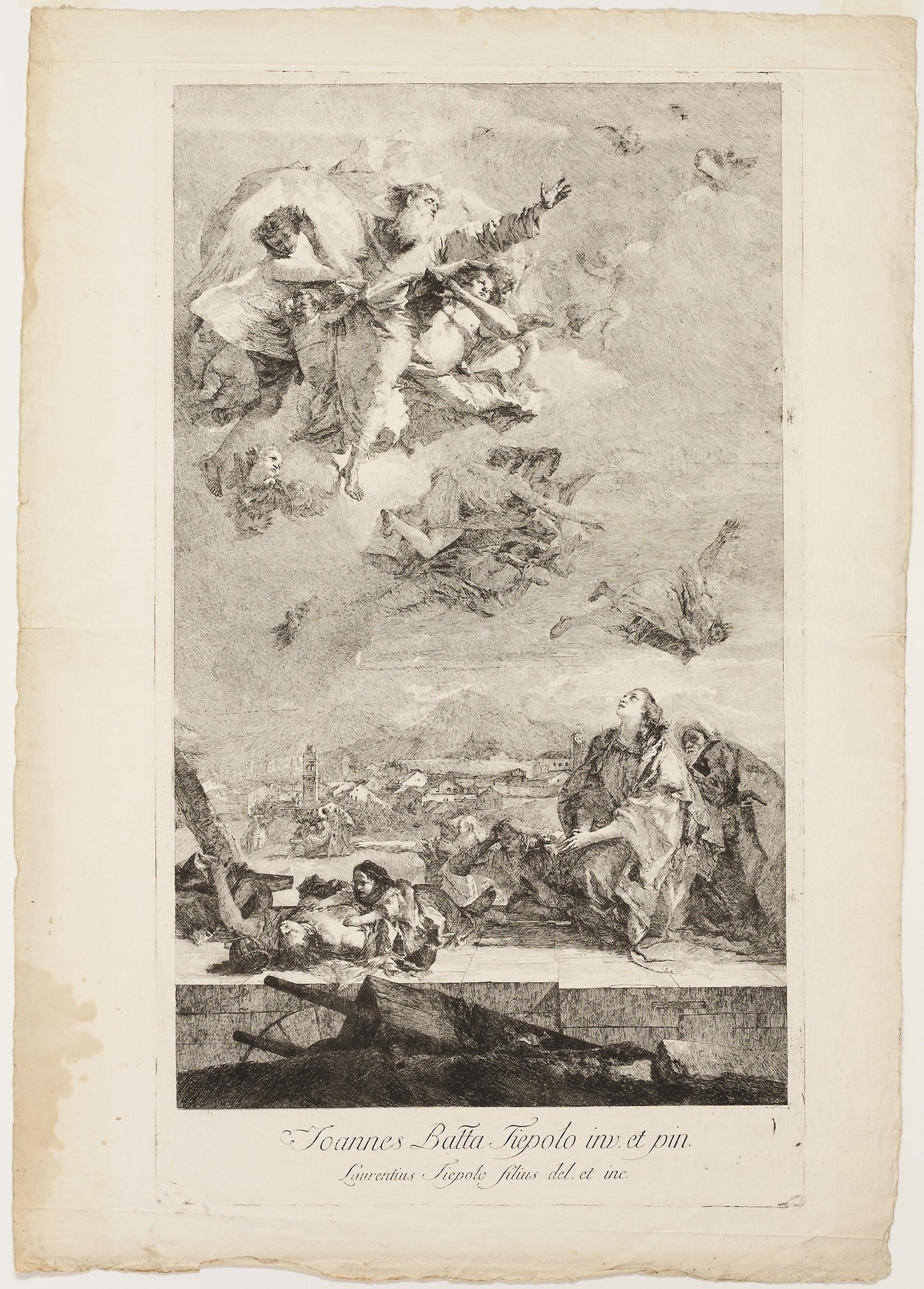 Saint Thecla Praying for the End of the Plague in the City of Este -  Lorenzo Tiepolo (Italian, 1736-1776),  Poster Print Wall Art