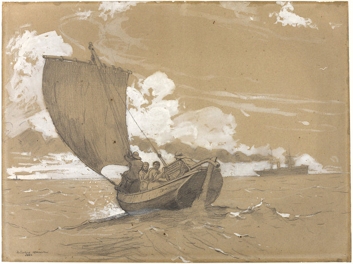 Fishing off Scarborough: Winslow Homer,16x12
