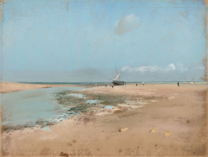 Beach at Low Tide (Mouth of the River): Edgar Degas,16x12