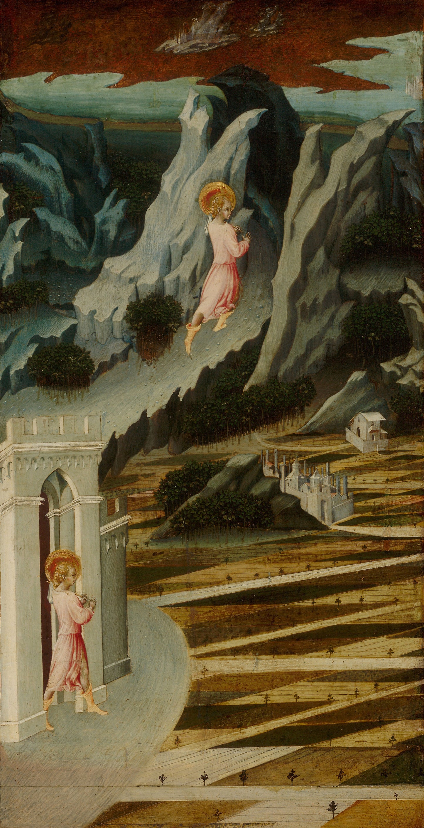 Saint John the Baptist Entering the Wilderness -  Giovanni di Paolo,  Poster Print Wall Art