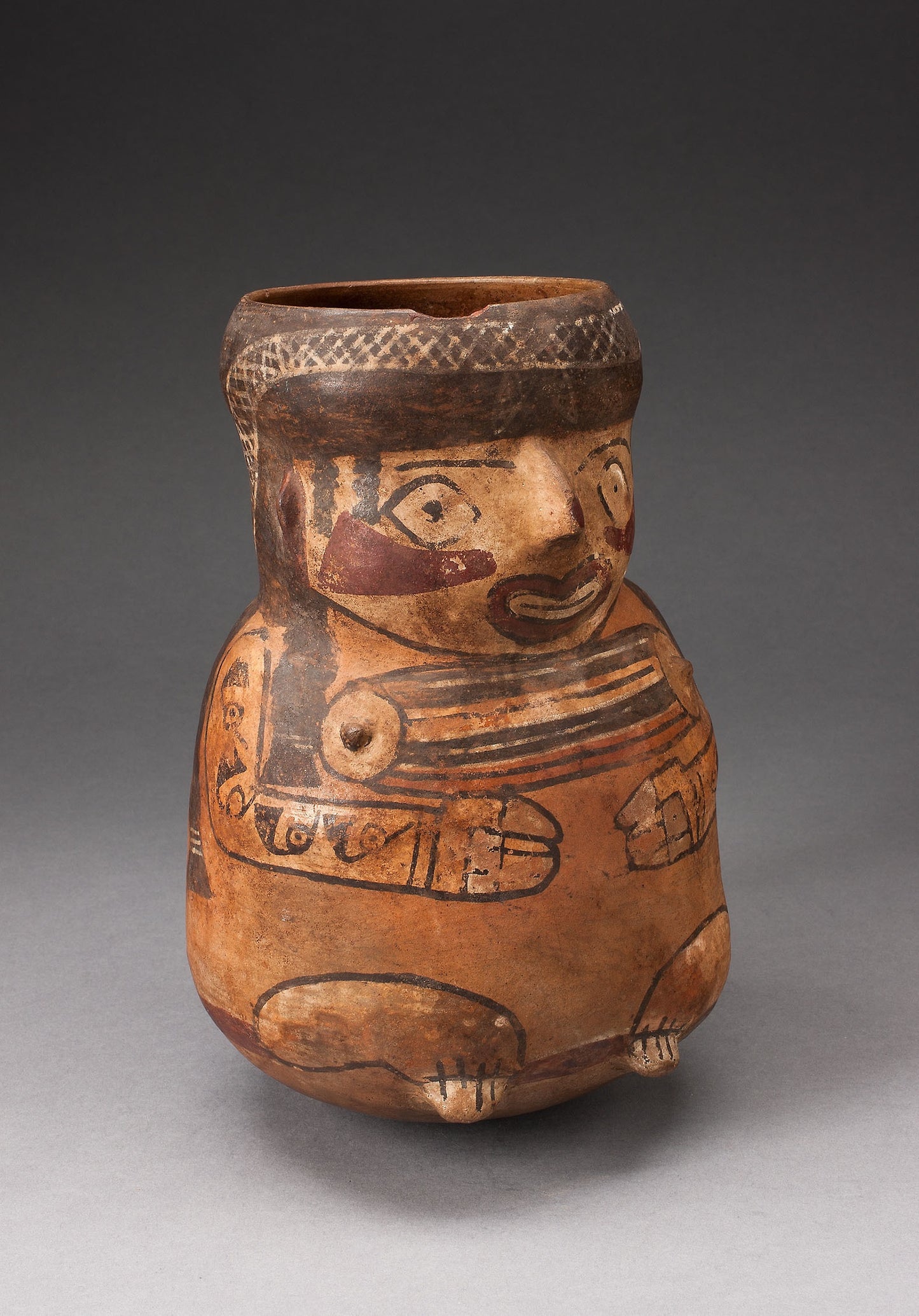 Beaker in the Form of a Seated Female with Tatoos and Body Paint -  Nazca,  Poster Print Wall Art