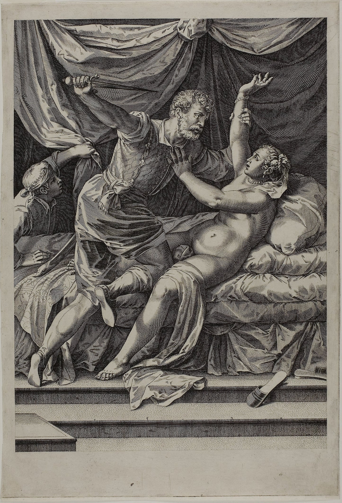 Tarquin and Lucretia -  Cornelis Cort (Netherlandish, 1533/36-1578),  Poster Print Wall Art