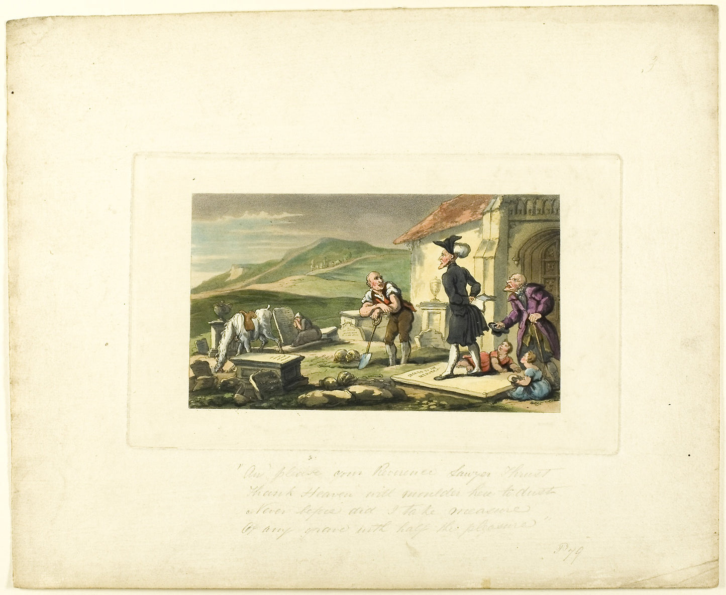 Doctor Syntax Meditating on the Tomb Stones, from The Tour of Doctor Syntax -  Thomas Rowlandson (English, 1756-1827),  Poster Print Wall Art