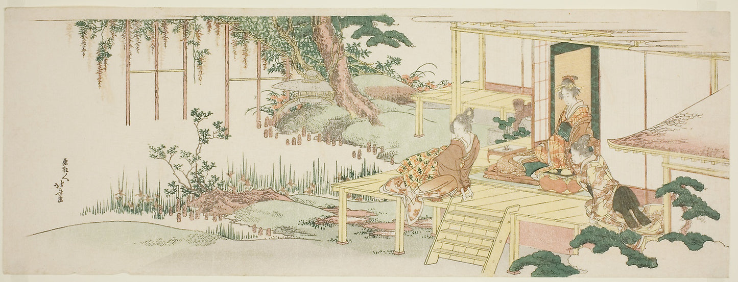 Admiring wisteria -  Katsushika Hokusai ?? ?? ,  Poster Print Wall Art