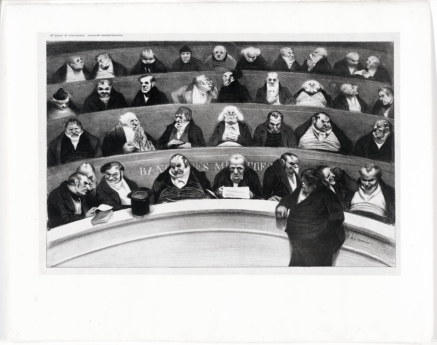 The Legislative belly. View of the ministerial benches in the Improstituted House of 1834, plate 18 -  Honoré Victorin Daumier,  Poster Print Wall Art