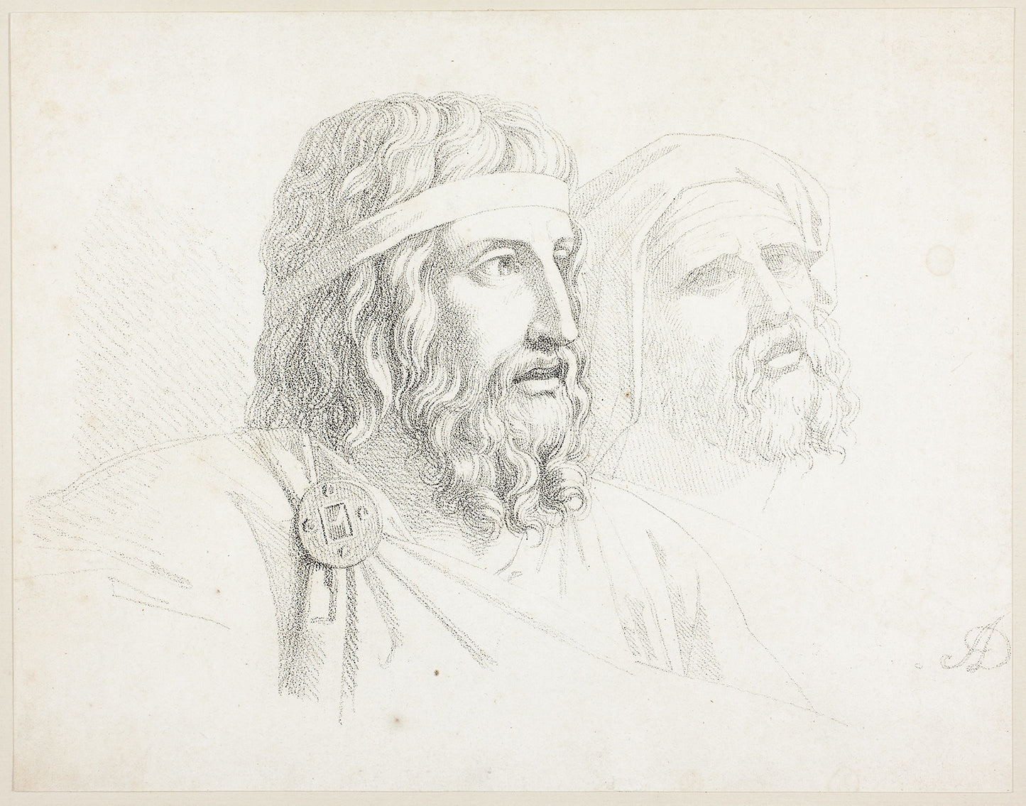 Two Merovingian Heads -  Auguste Gaspard Louis Boucher Desnoyers,  Poster Print Wall Art