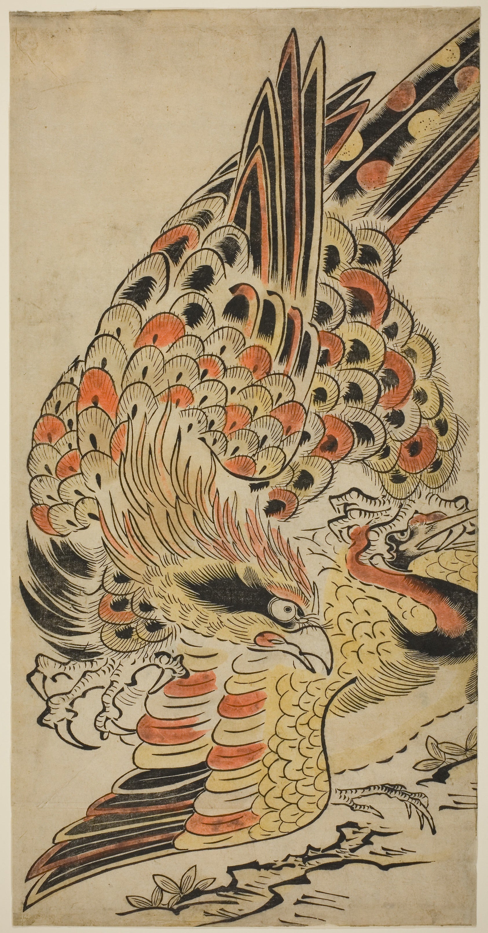 A Hawk Capturing a Crane in Flight: Attributed to Torii Kiyomasu I,16x12"(A3) Poster