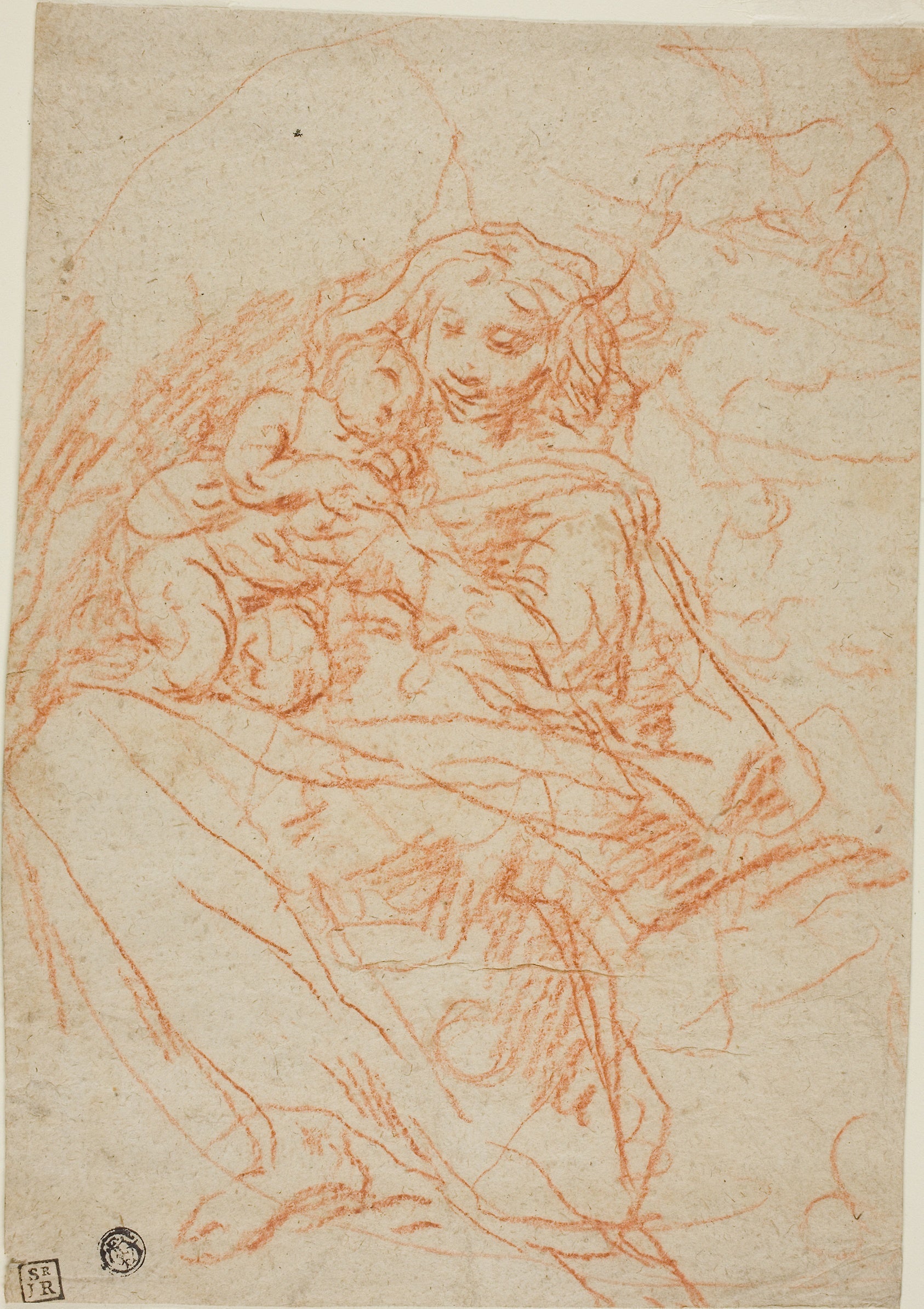 Virgin and Child (recto); Portion of Altarpiece Sketch (verso): Attributed to Flaminio Torre,16x12"(A3) Poster