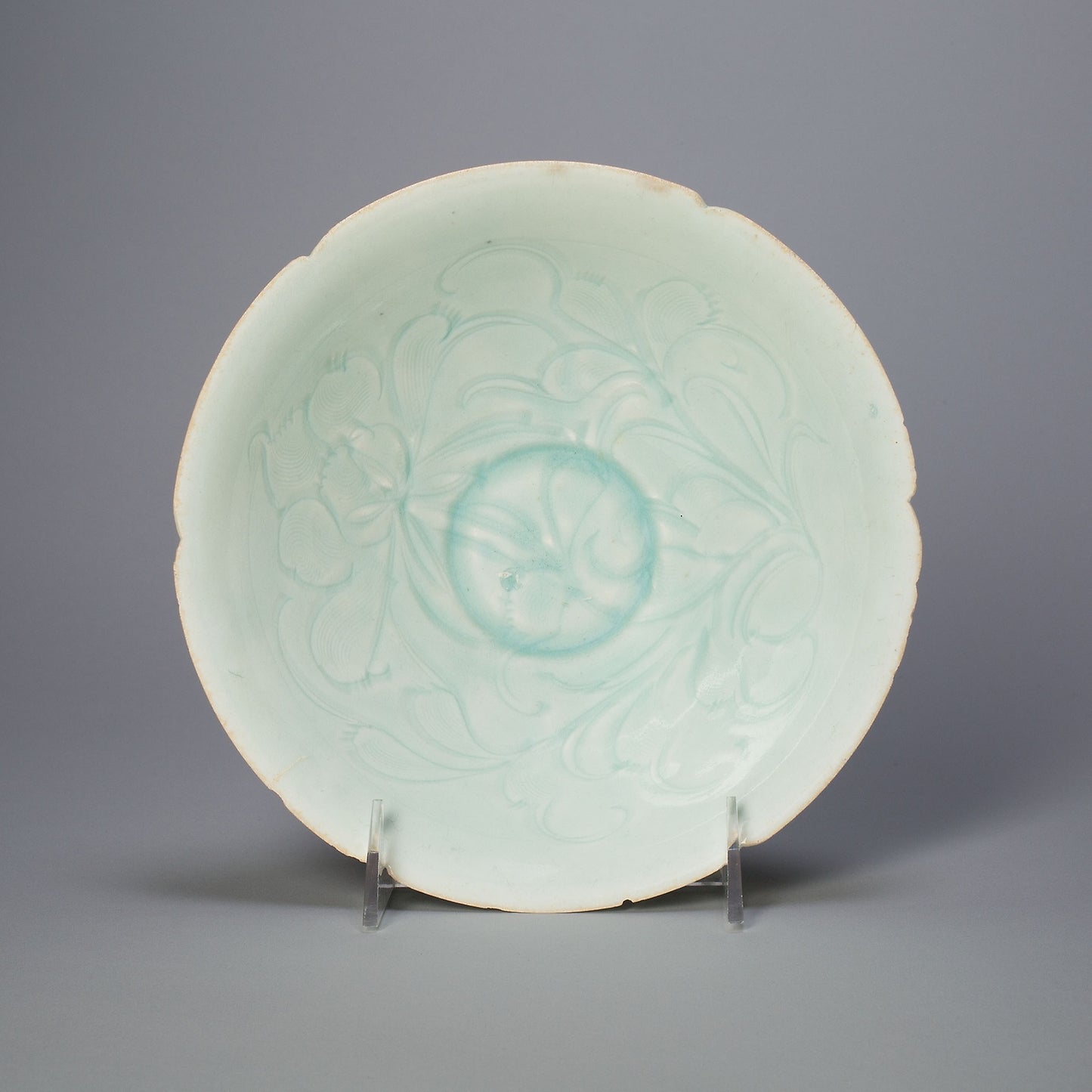 Foliate Bowl with Stylized Peony Spray -  China,  Poster Print Wall Art