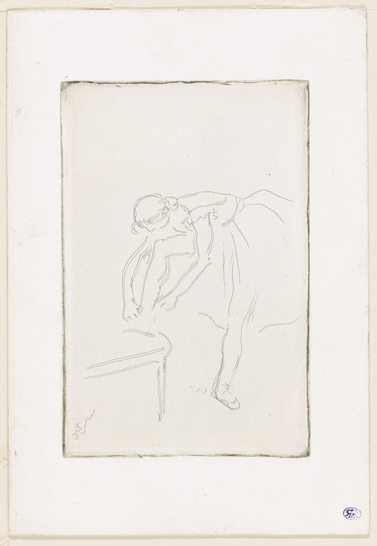 Dancer Putting on Her Shoe: Edgar Degas,16x12"(A3) Poster