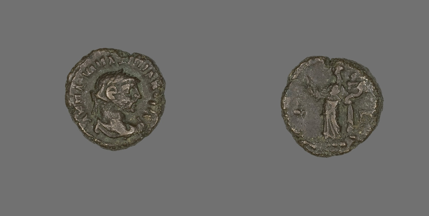 Coin Portraying Emperor Marcus Aurelius Valerius Maximianus (Maximian or Maximianus I) -  Roman,  Poster Print Wall Art