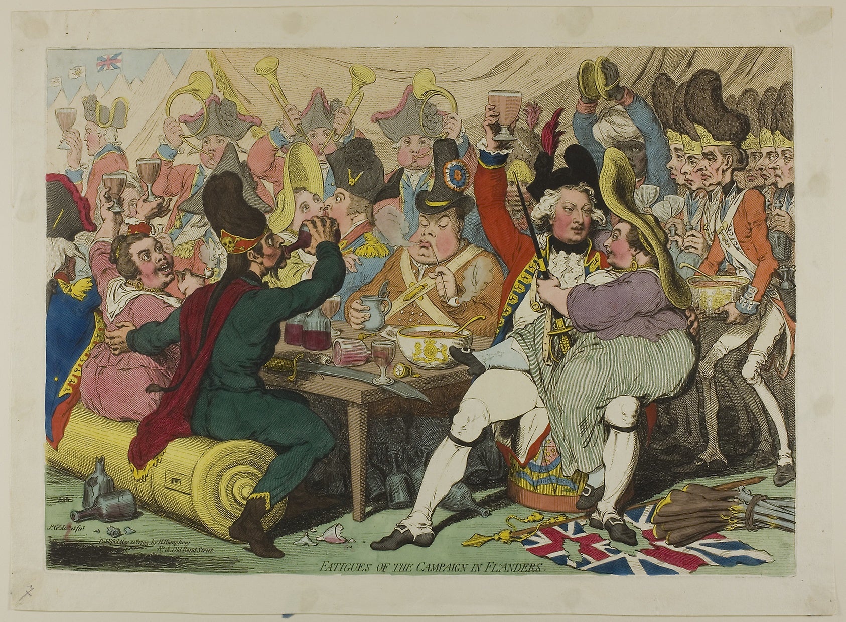 Fatigues of the Campaign in Flanders: James Gillray (English, 1756-1815),16x12"(A3) Poster