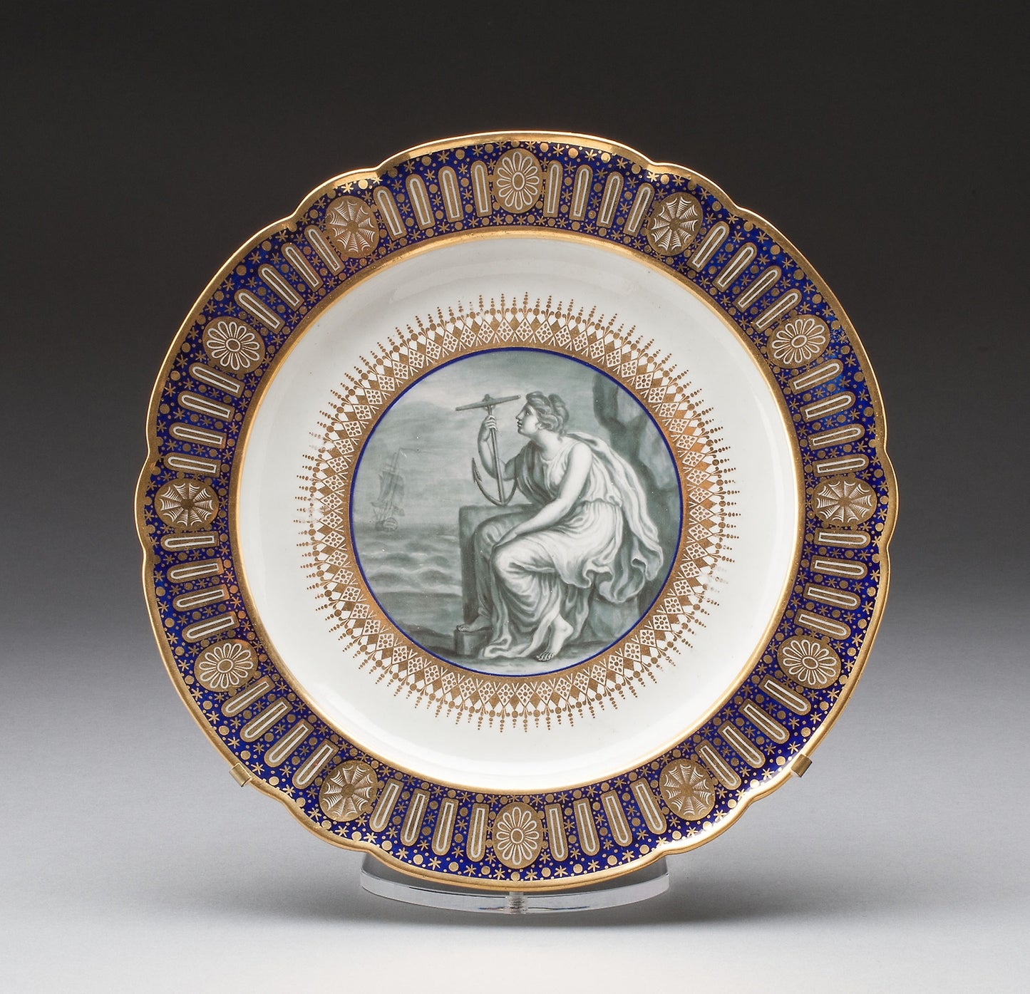 Plate from the Duke of Clarence Service -  Worcester Porcelain Factory (Flight Period),  Poster Print Wall Art