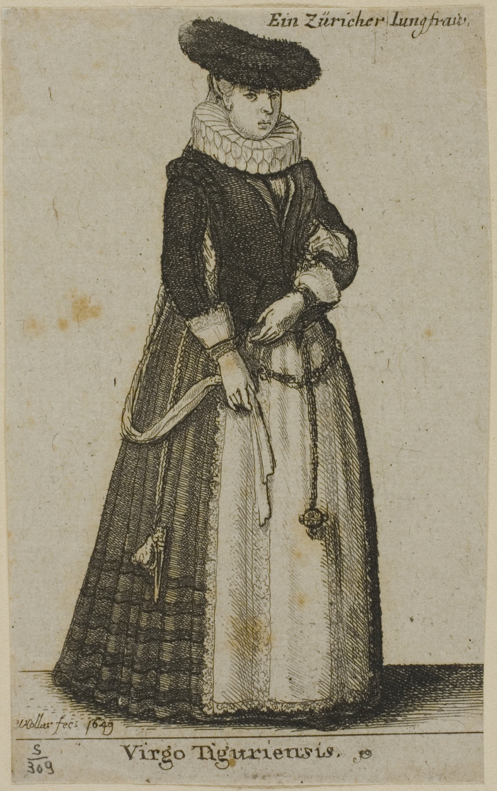 Young Zurich Woman: Wenceslaus Hollar,16x12"(A3) Poster