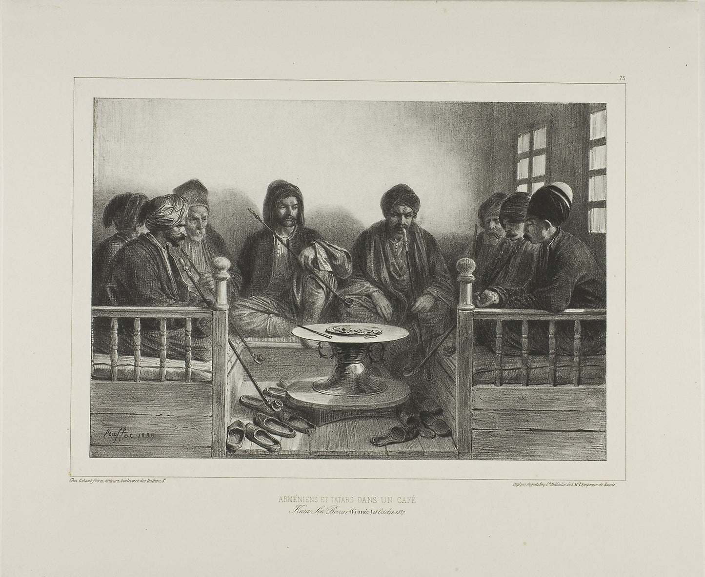 Armenians and Tartars in a Cafe -  Denis Auguste Marie Raffet (French, 1804-1860),  Poster Print Wall Art