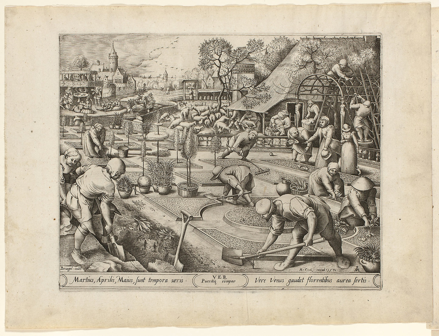 Spring, from The Four Seasons -  Pieter van der Heyden (Flemish, c. 1530–after 1584),  Poster Print Wall Art