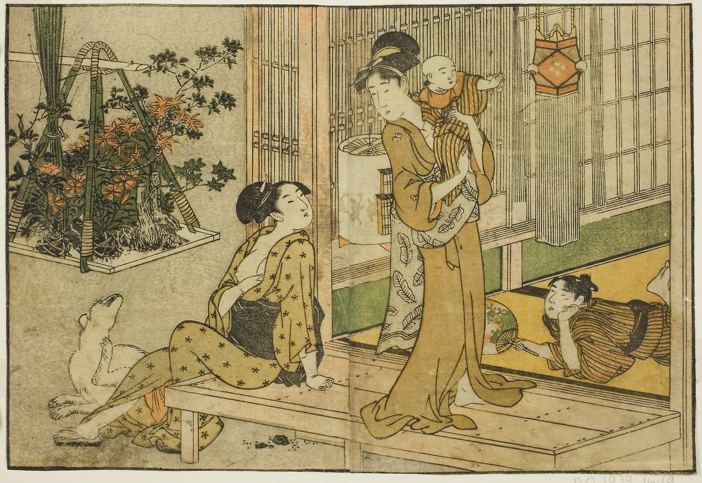 Bon Festival Lanterns and Plant Seller, from the illustrated book "Picture Book -  Flowers of the Four Seasons (Ehon shiki no hana)," vol. 2 -  Kitagawa Utamaro ??? ??,  Poster Print Wall Art