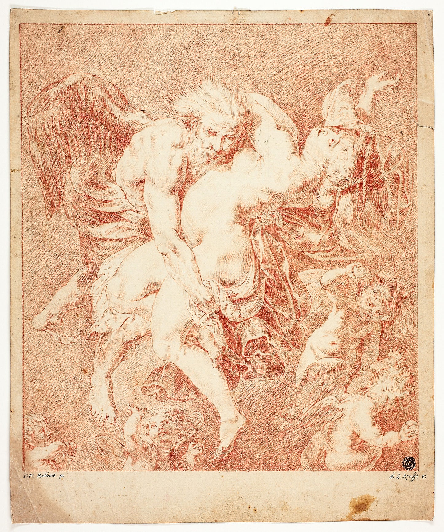 Boreas and Orytheia -  Jan Lauwryn Krafft (Flemish, 1694-after 1765),  Poster Print Wall Art