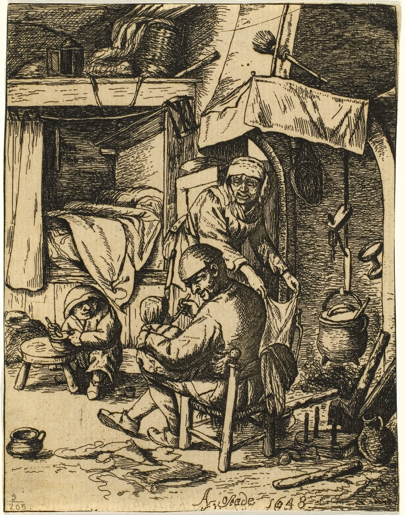 The Pater Familias: Adriaen van Ostade,16x12"(A3) Poster