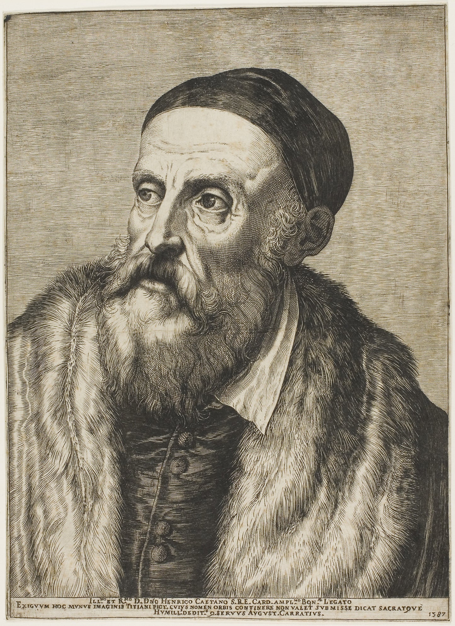 Portrait of Titian -  Agostino Carracci (Italian, 1557-1602),  Poster Print Wall Art