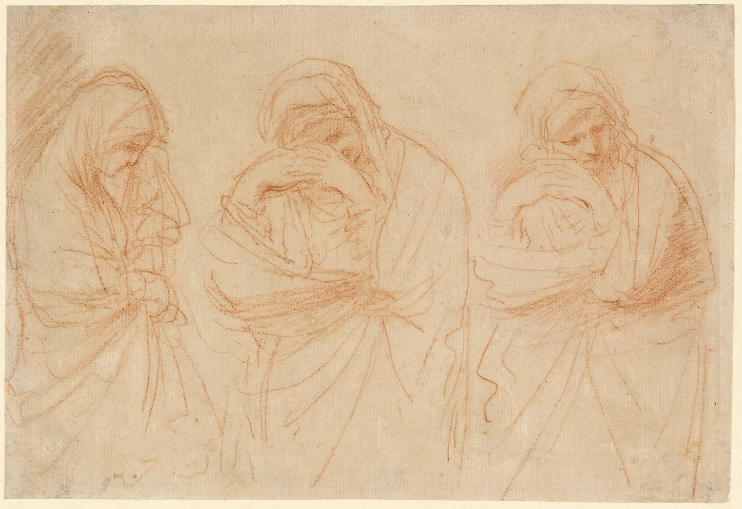 Madonna Mourning -  Studies for the Entombment of Christ -  Giovanni Francesco Barbieri, called Guercino,  Poster Print Wall Art