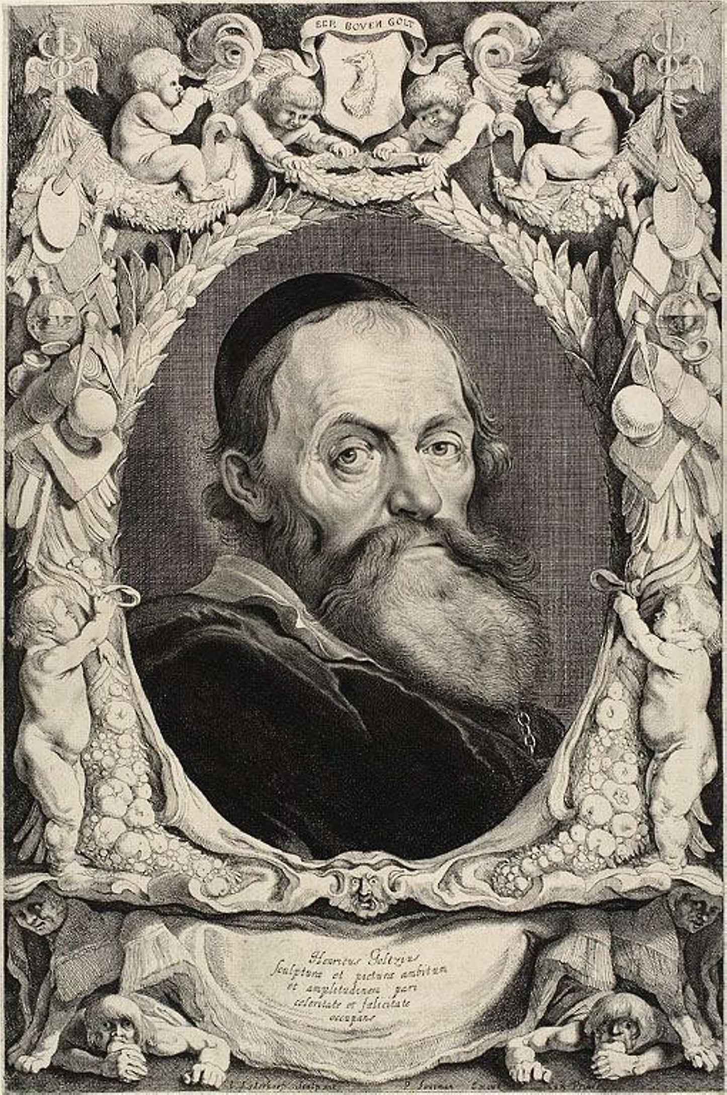 Portrait of Hendrik Goltzius -  Jonas Suyderhoef (Dutch, c. 1613-1686),  Poster Print Wall Art